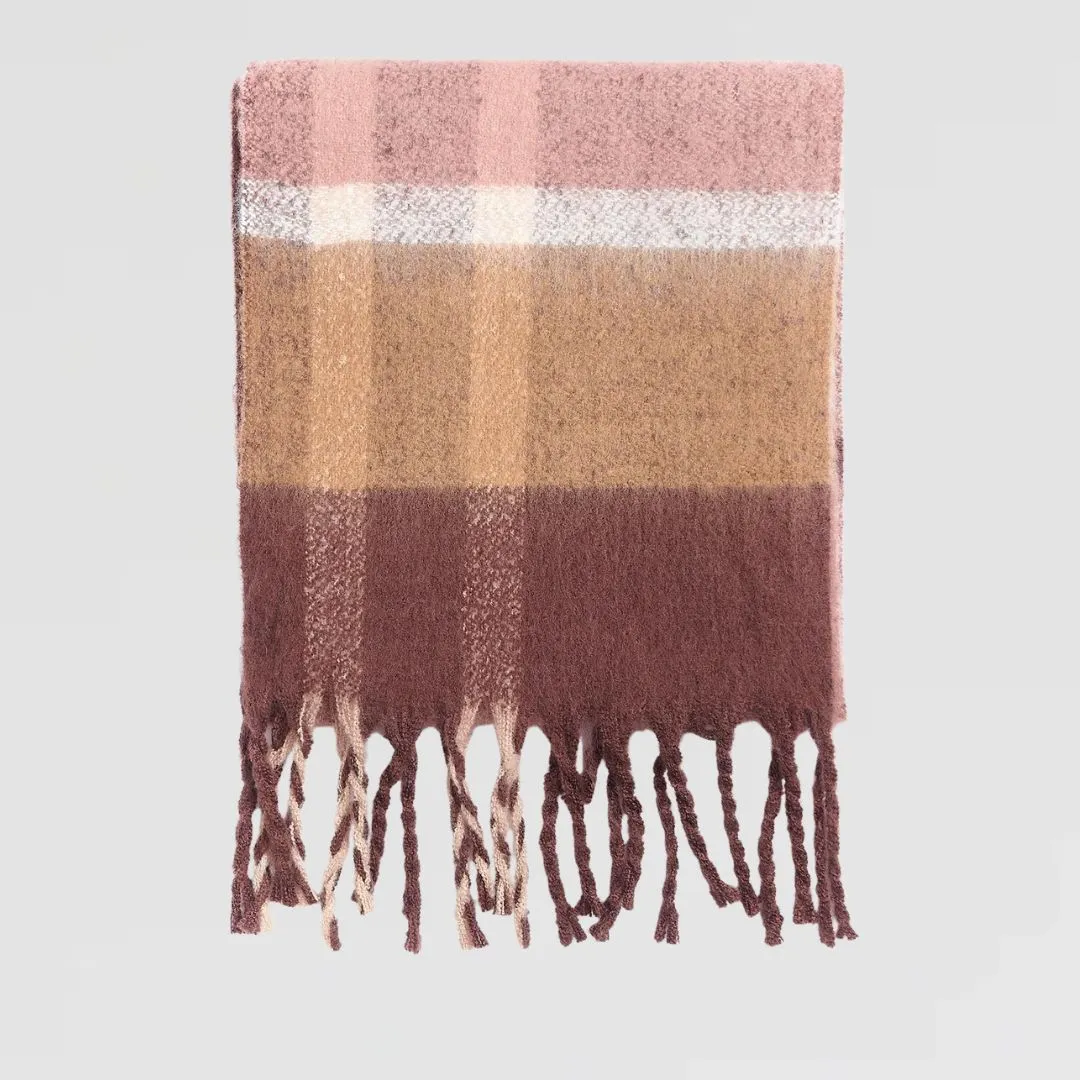 Isla Tartan Boucle Scarf, Chocolate Tartan - Shop Now.