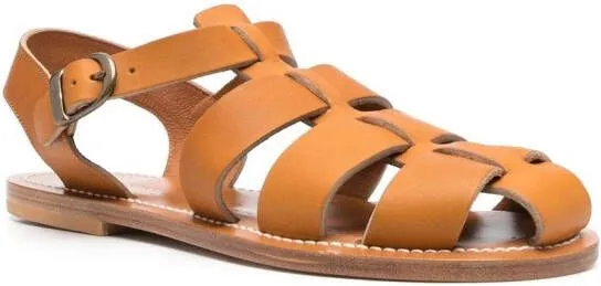 K. Jacques Caged-Design Calf-Leather Sandals in Brown