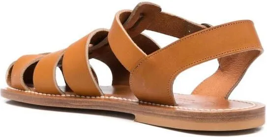 K. Jacques Caged-Design Calf-Leather Sandals in Brown