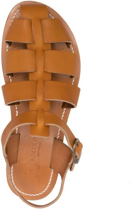 K. Jacques Caged-Design Calf-Leather Sandals in Brown