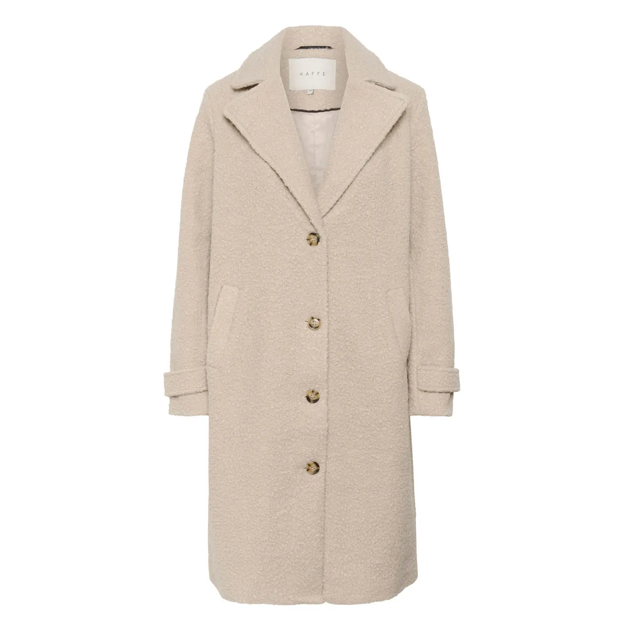 KAFFE Anne Single-Breasted Teddy Coat - Grey