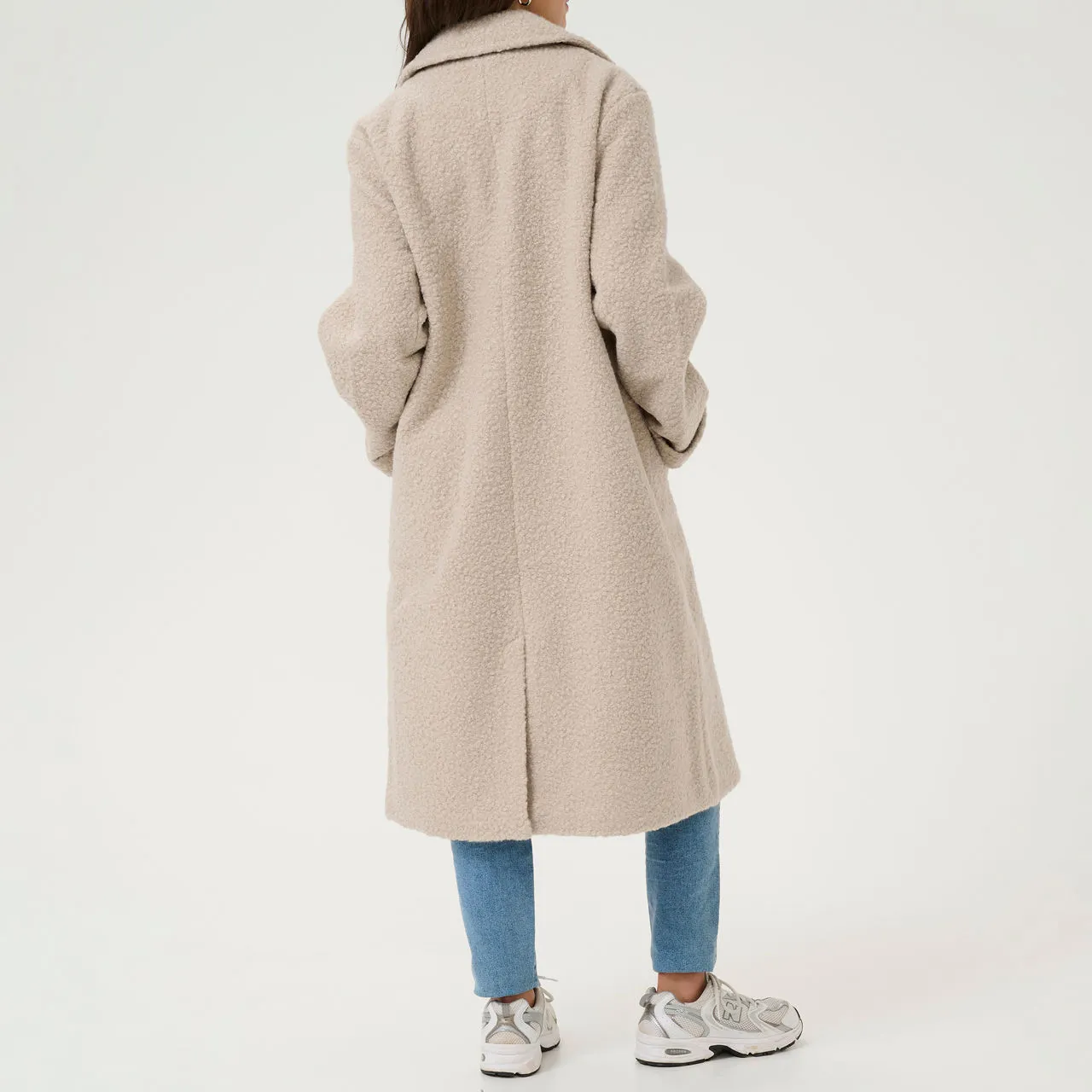 KAFFE Anne Single-Breasted Teddy Coat - Grey