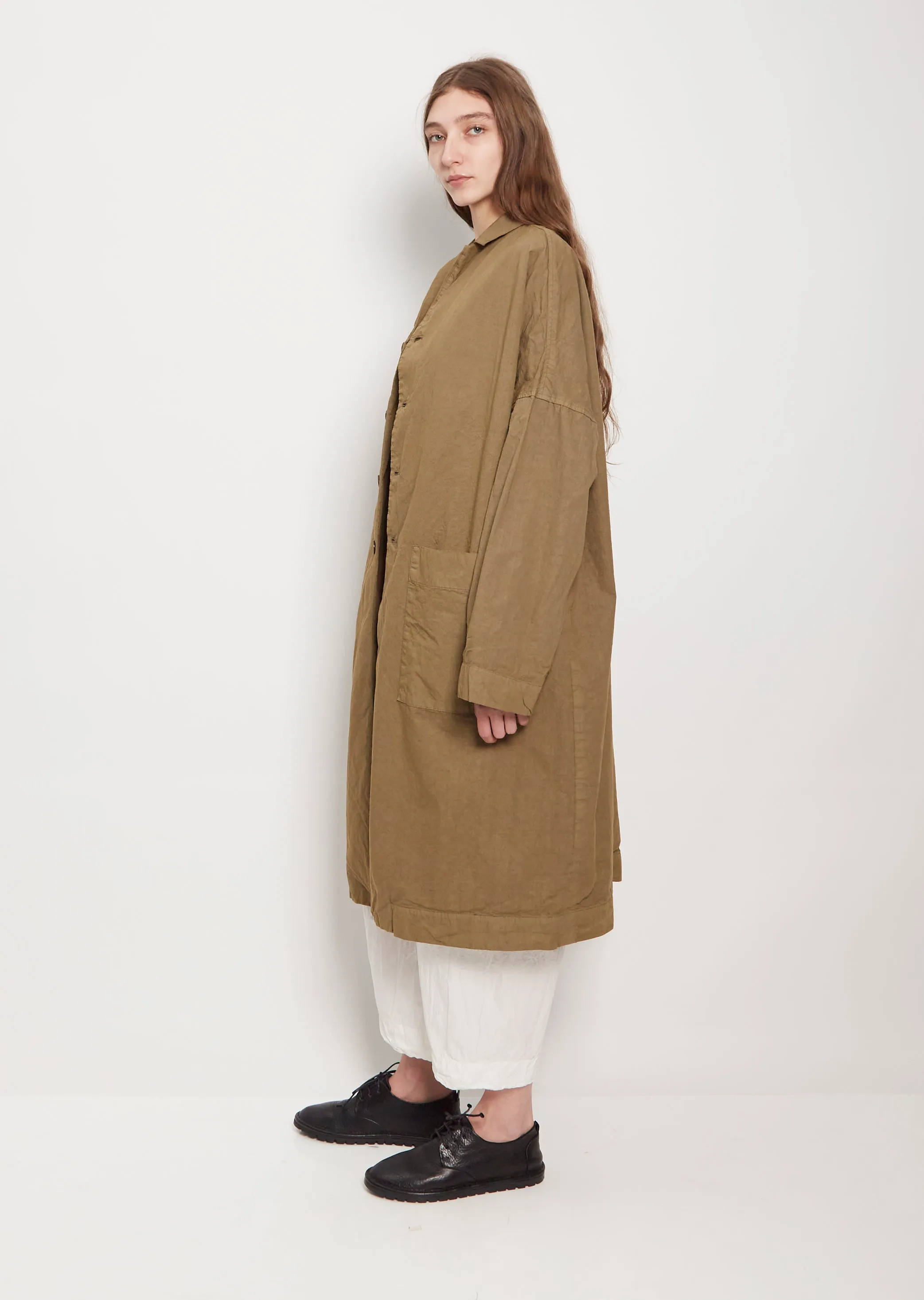 Khaki Cotton Canvas Unisex Loose Coat