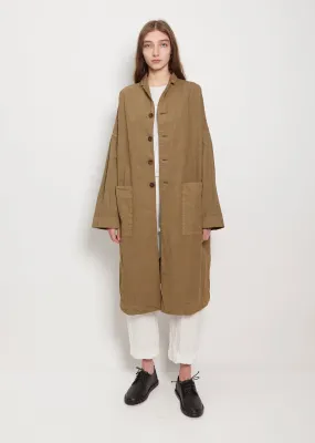 Khaki Cotton Canvas Unisex Loose Coat