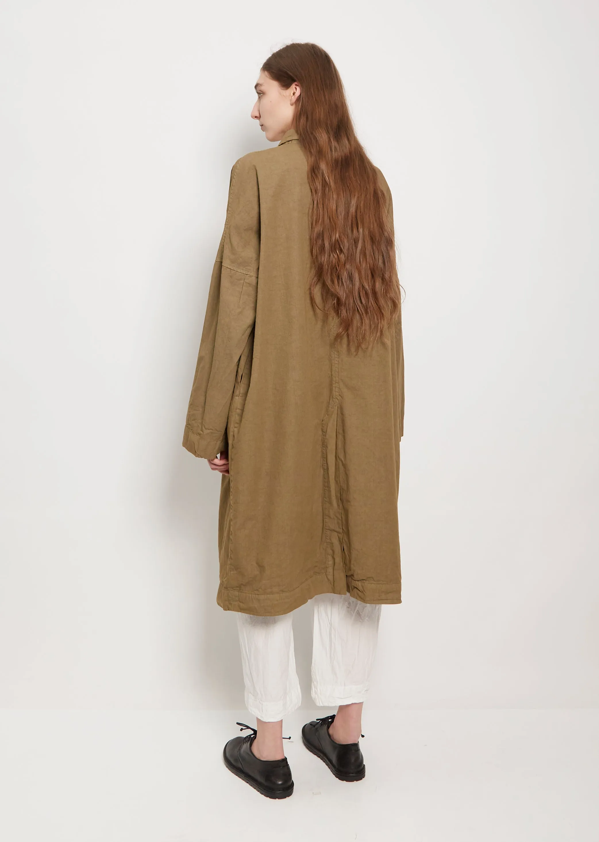 Khaki Cotton Canvas Unisex Loose Coat