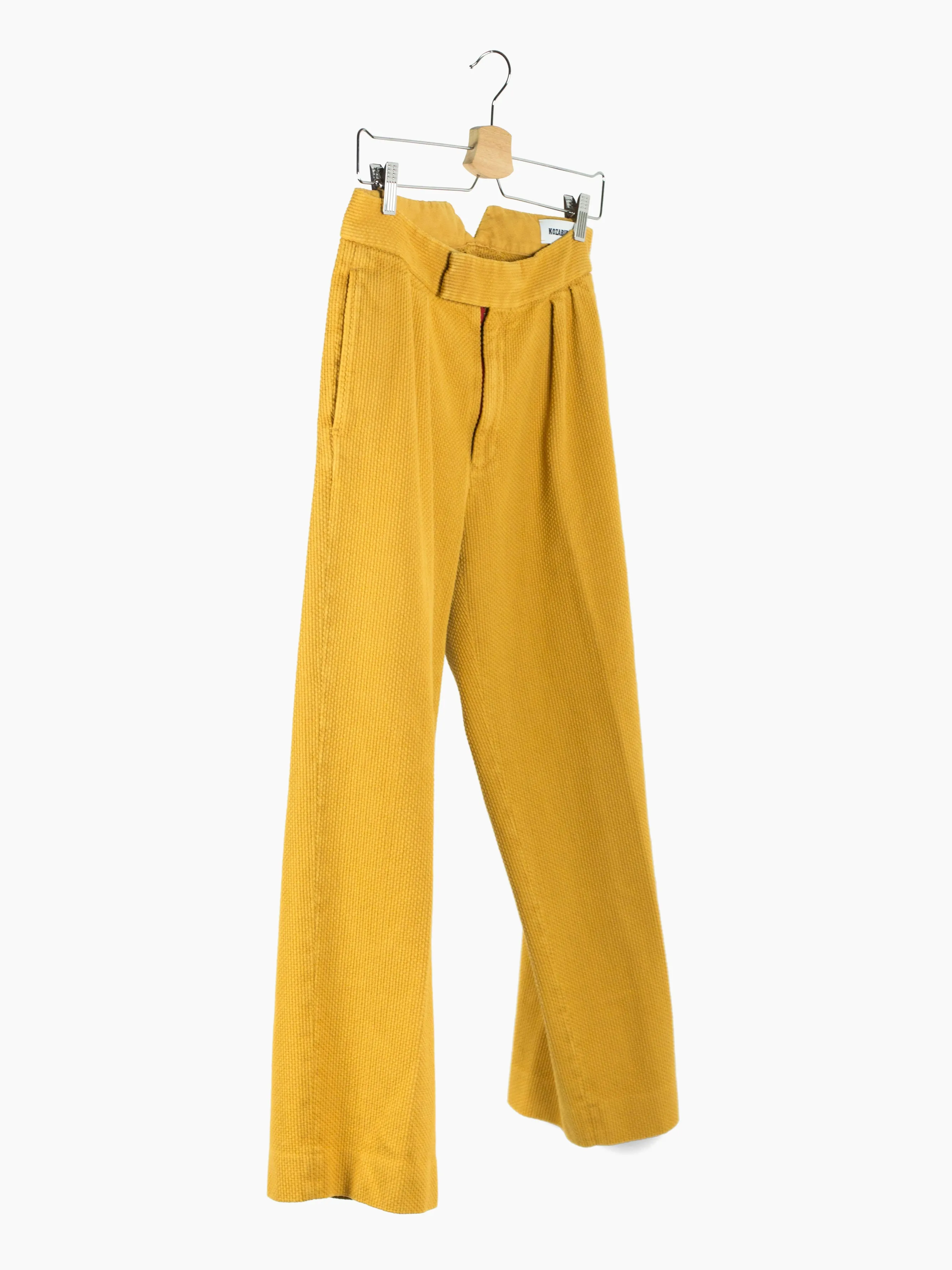 Kozaburo SS20 Mustard Sashiko Pleated Trousers