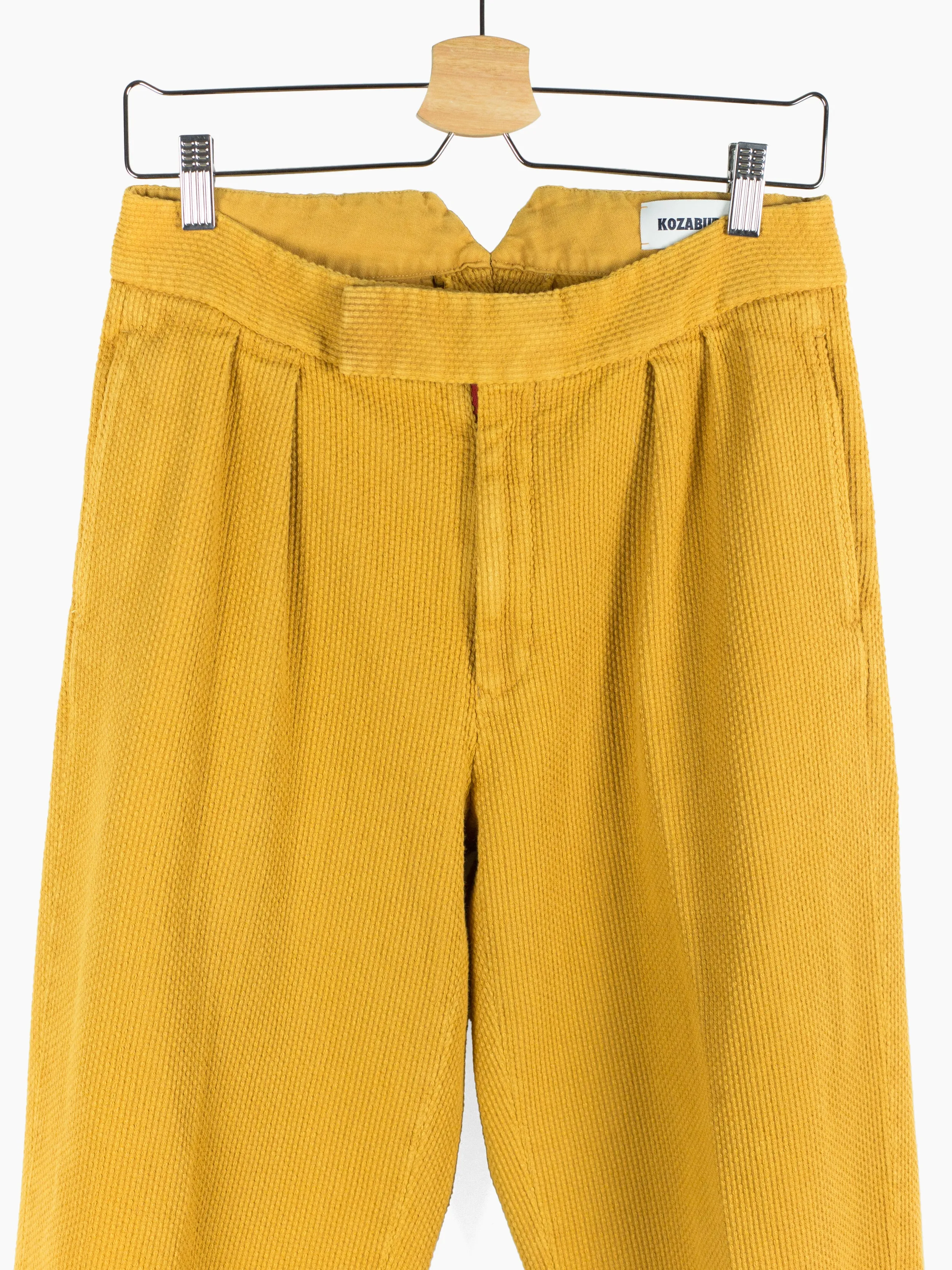 Kozaburo SS20 Mustard Sashiko Pleated Trousers