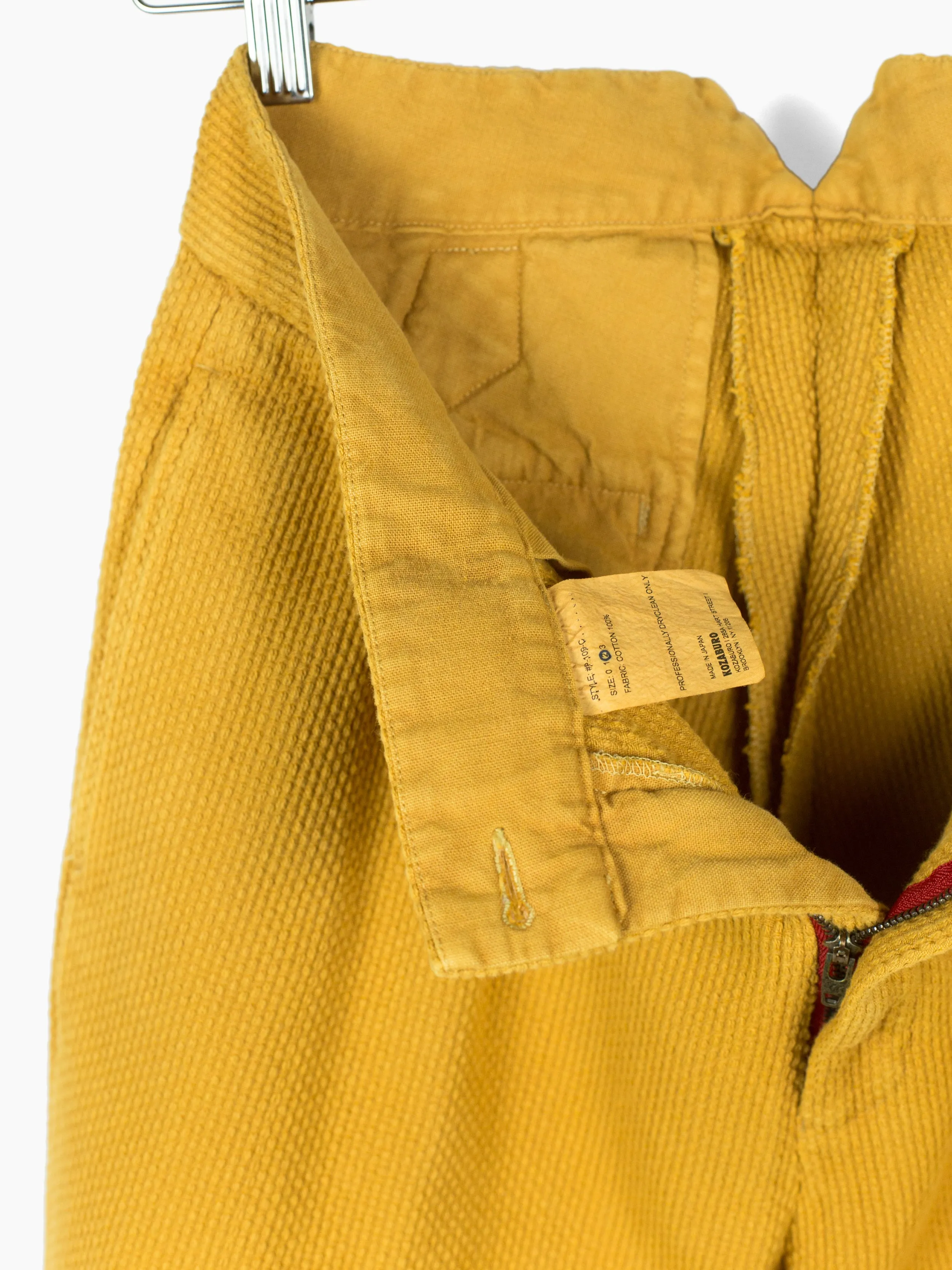 Kozaburo SS20 Mustard Sashiko Pleated Trousers