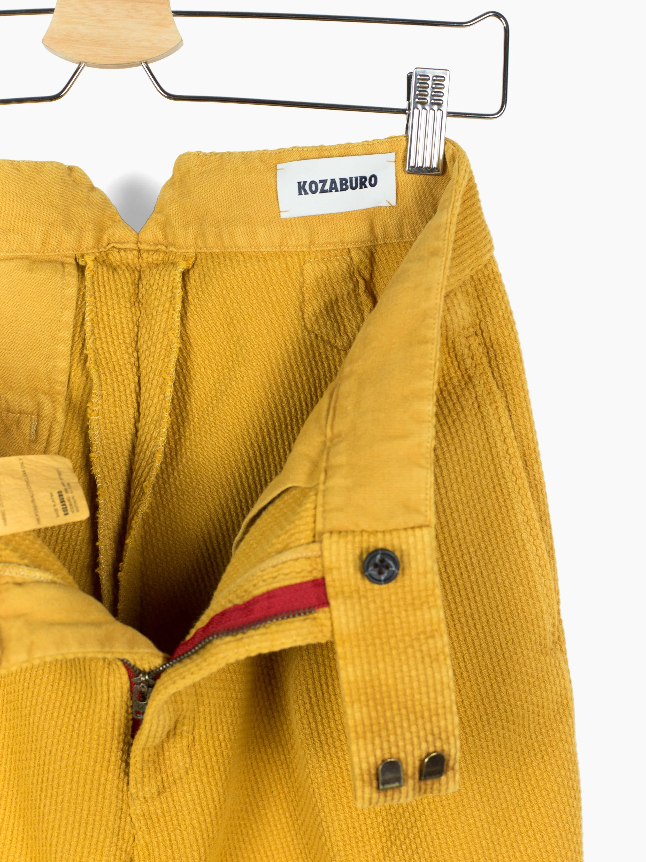 Kozaburo SS20 Mustard Sashiko Pleated Trousers