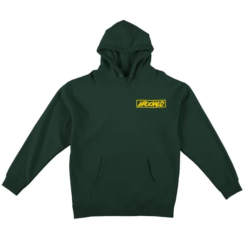 Krooked Skateboards Hoody Moonsmile Raw Pullover - Dark Green/Yellow