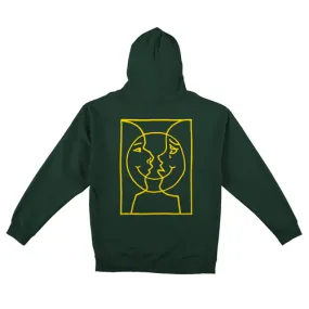 Krooked Skateboards Hoody Moonsmile Raw Pullover - Dark Green/Yellow