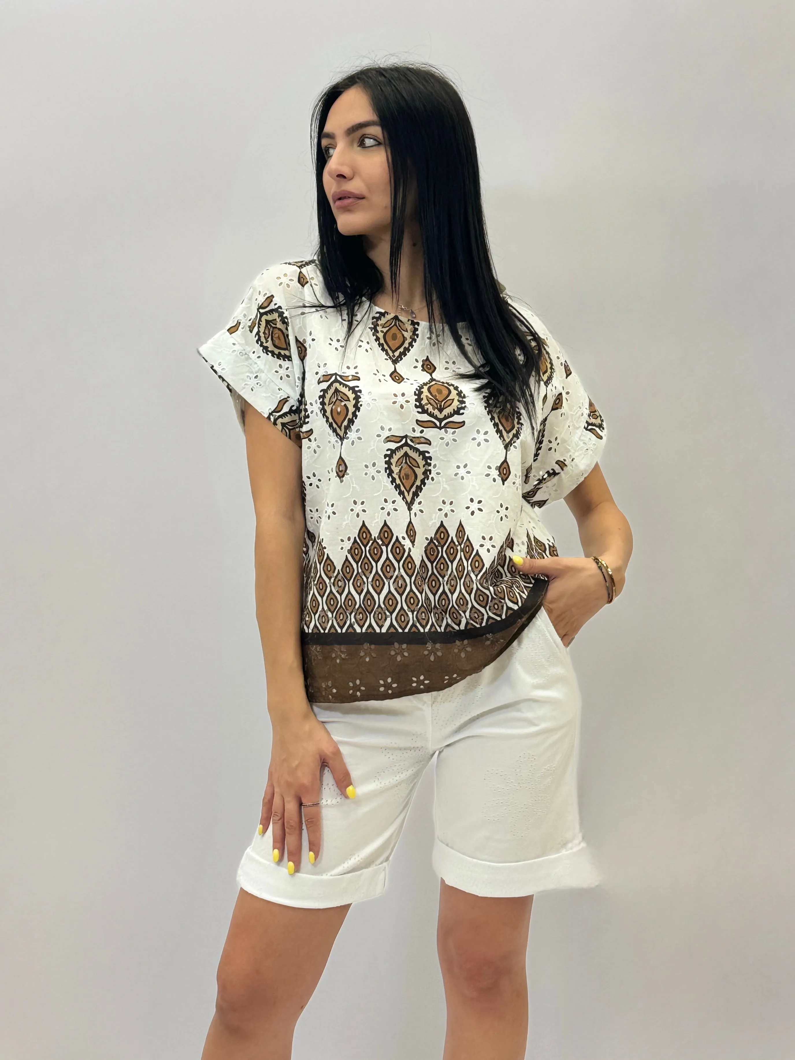 Lace Sangallo Top with Embroidery