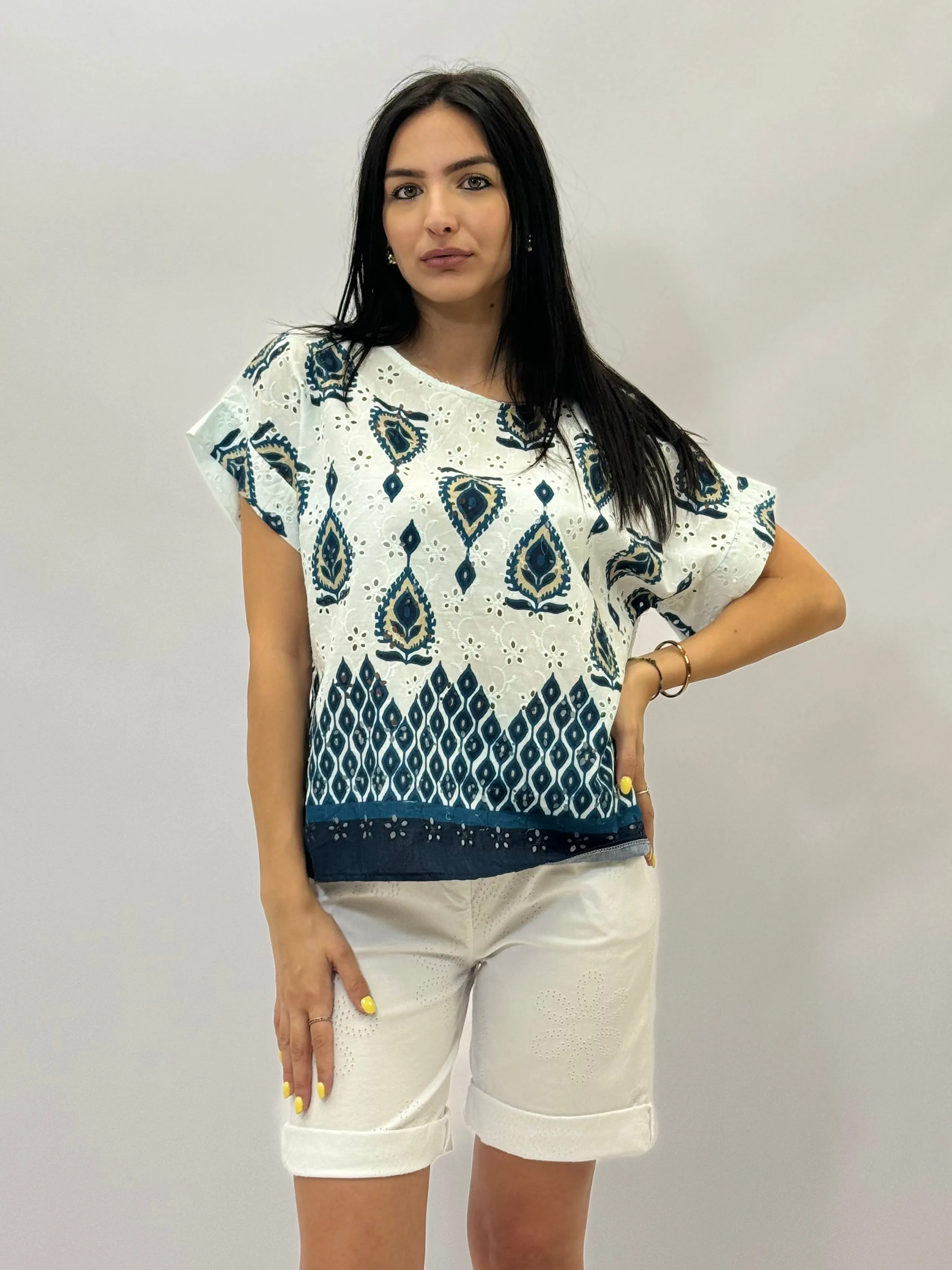 Lace Sangallo Top with Embroidery