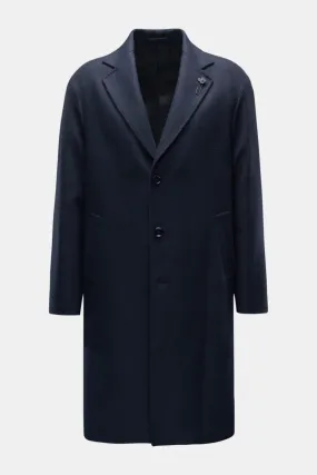 LARDINI wool coat navy black plaid