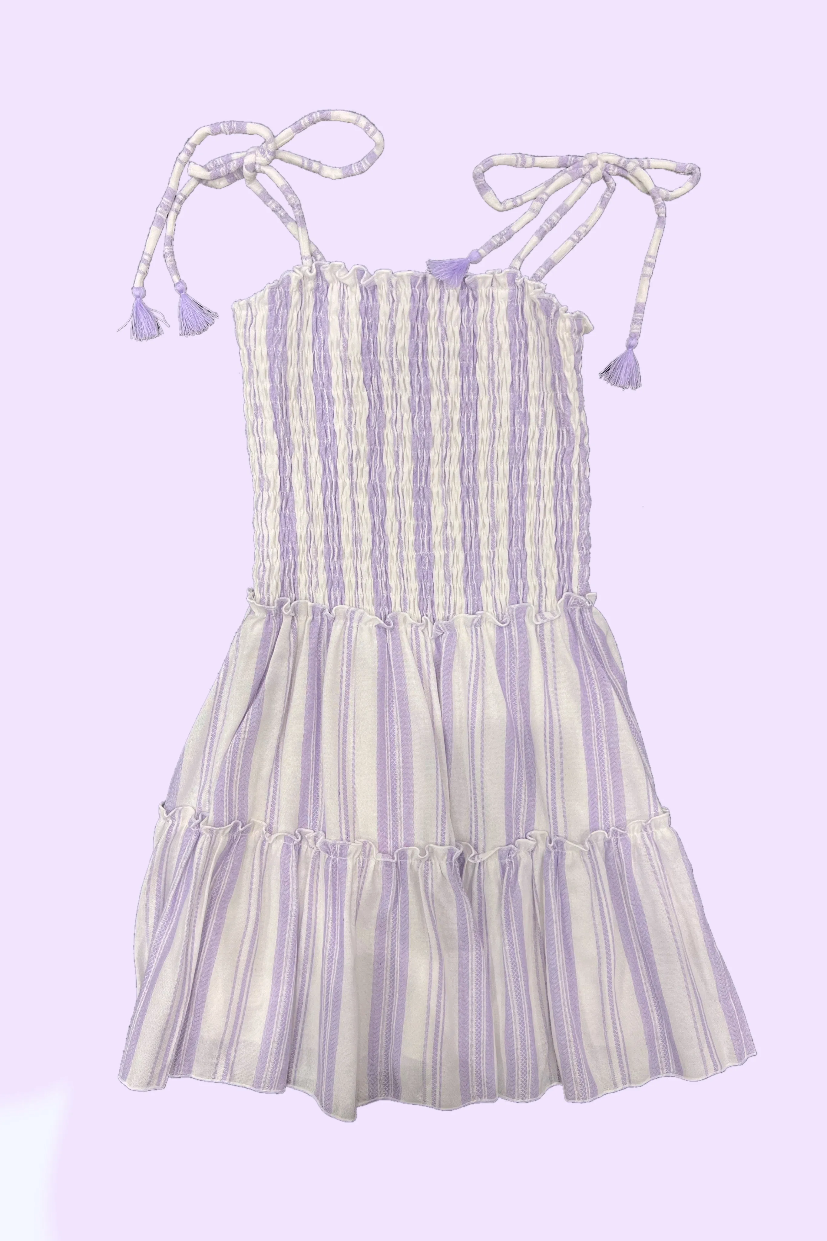 Lavender Striped Tie Strap Flowy Dress