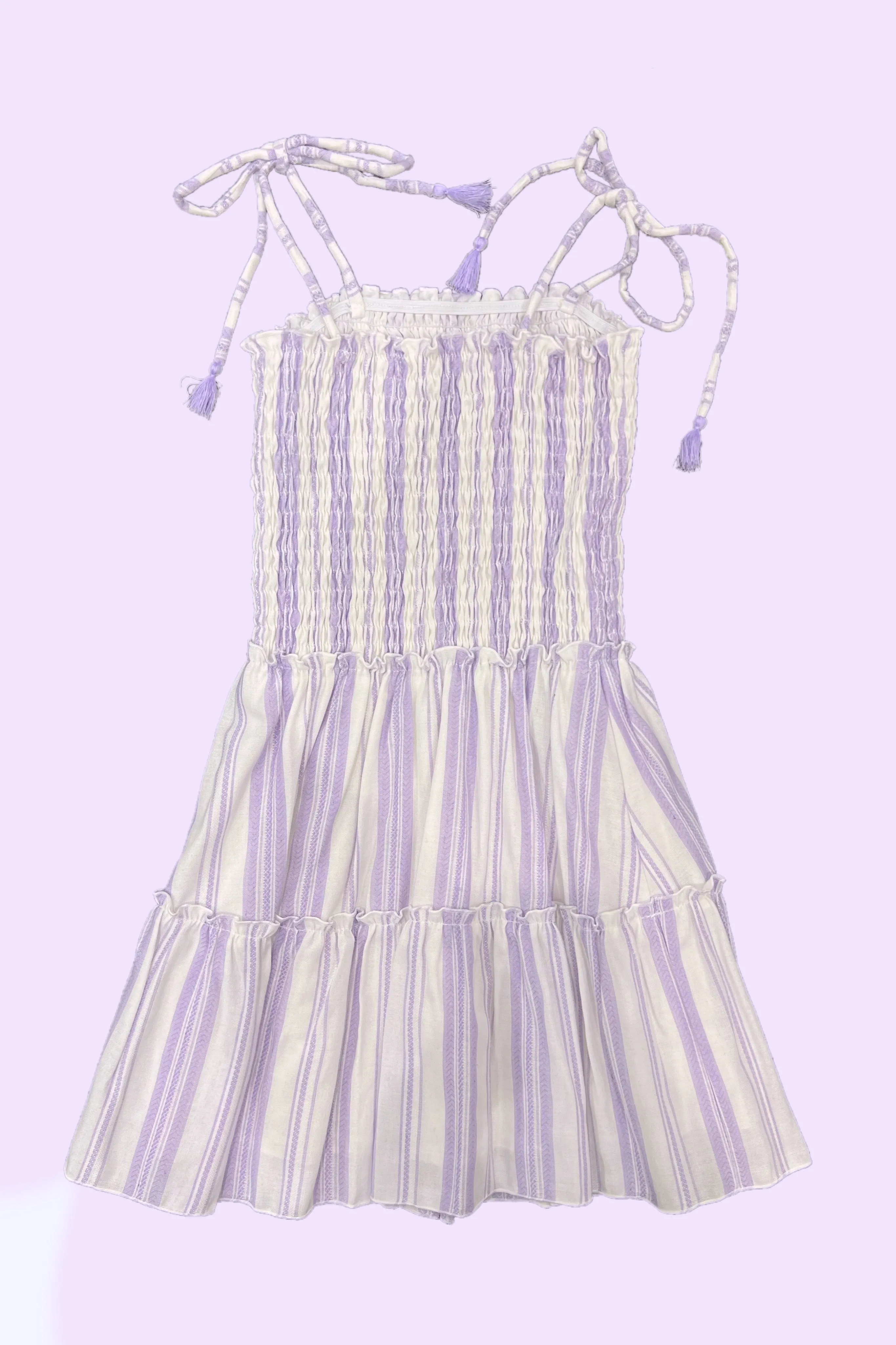 Lavender Striped Tie Strap Flowy Dress