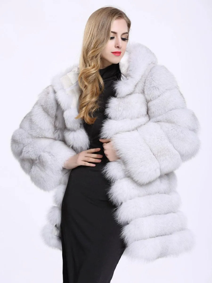 Lavish Faux Fur Coat with Hood - Eco-Friendly Winter Coat for Women