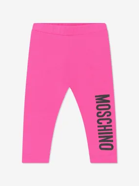 Logo Print Leggings for Baby Girls by Moschino