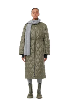 Long Green Shiny Quilt Coat