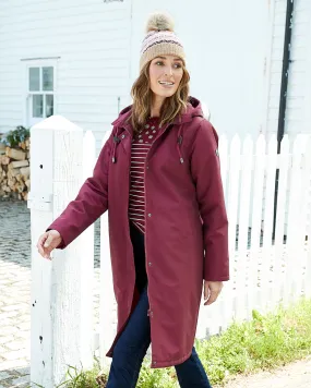 Longline All-Weather Coat with Fleece Lining and Waterproof Features