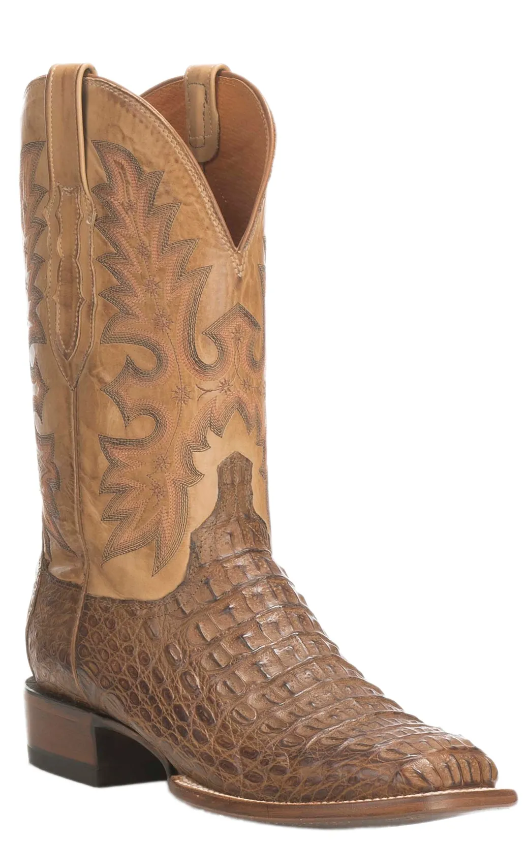 Lucchese Tan Hornback Caiman Cowboy Boots