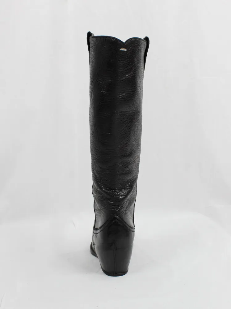 Maison Martin Margiela black 'heelless' cowboy boots with hidden wedge size 37 - spring 2000.