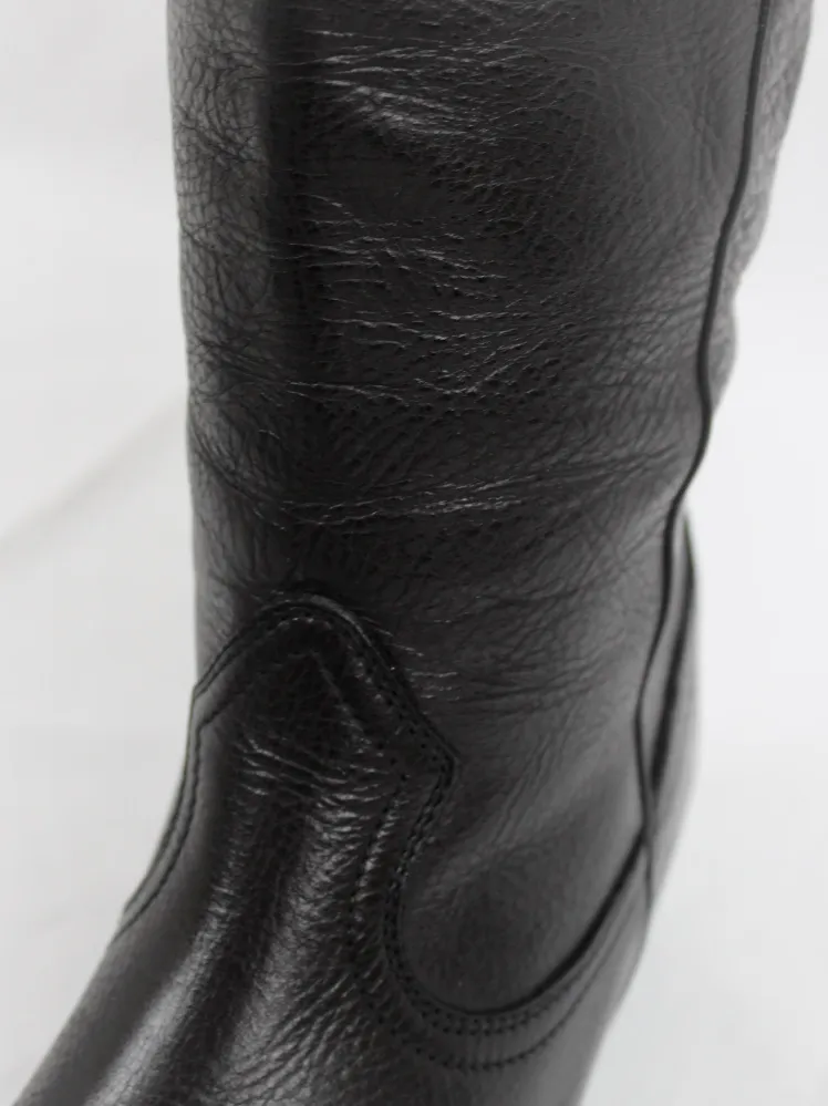 Maison Martin Margiela black 'heelless' cowboy boots with hidden wedge size 37 - spring 2000.