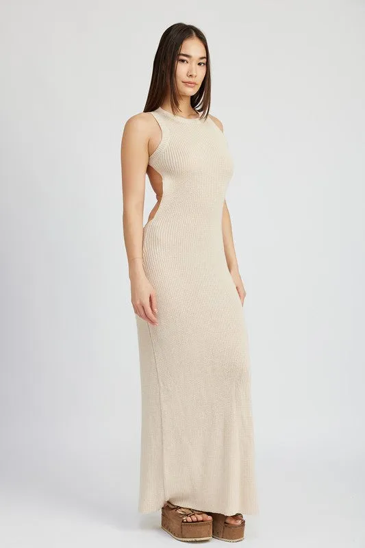 Maxi Dress with Halter Neck and Open Back