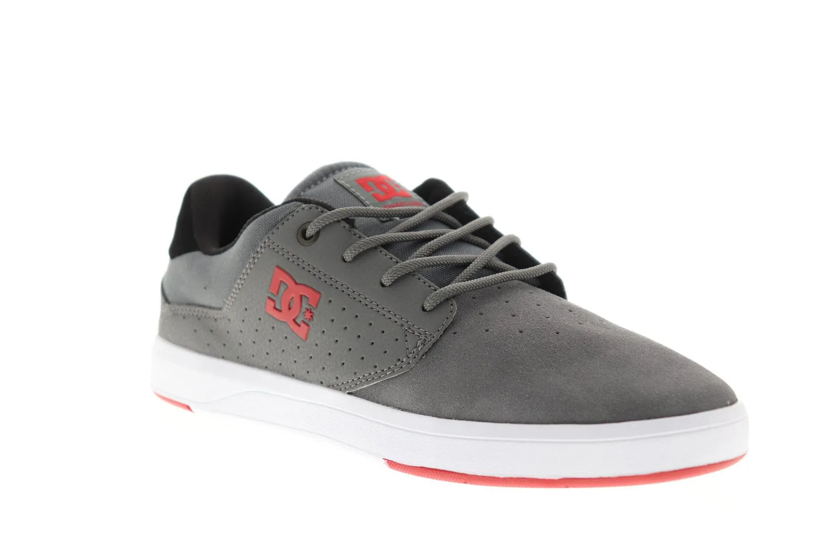 Mens Gray Suede Lace Up Skate Sneakers Shoes 