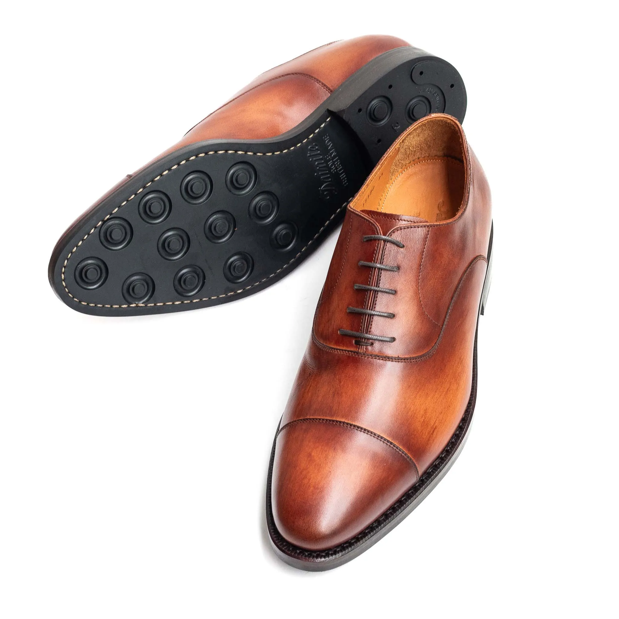 Men's Dainite Sole Oxford Cap Toe in Vegano Crust Marrone