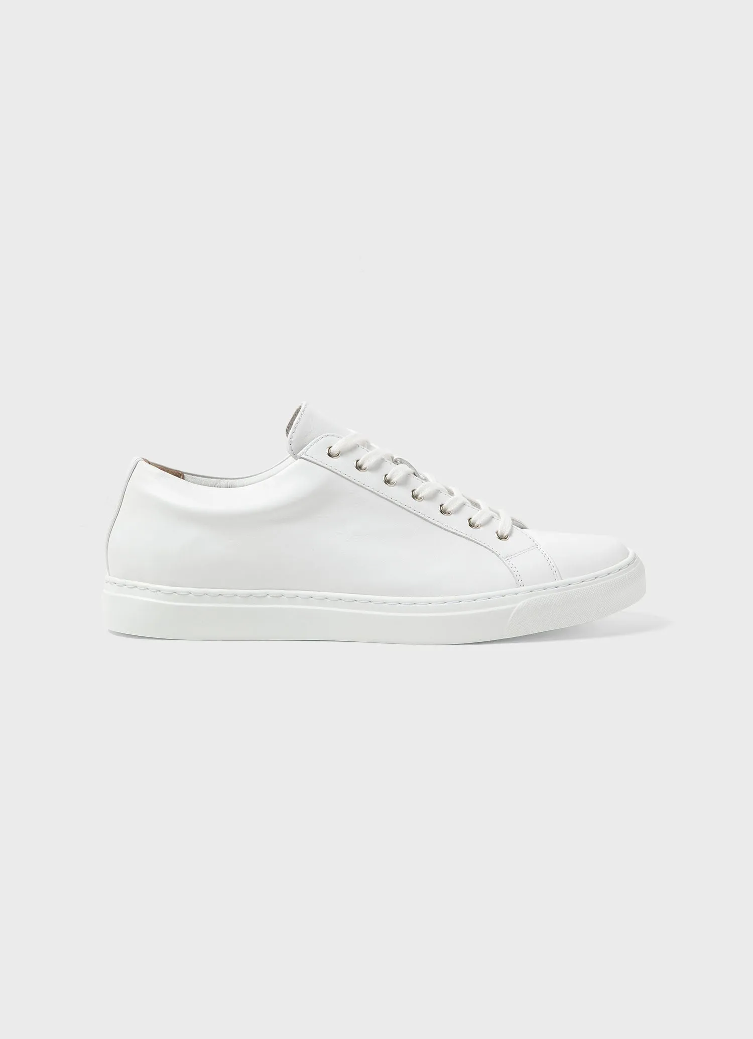 Men's White Leather Tennis Shoes