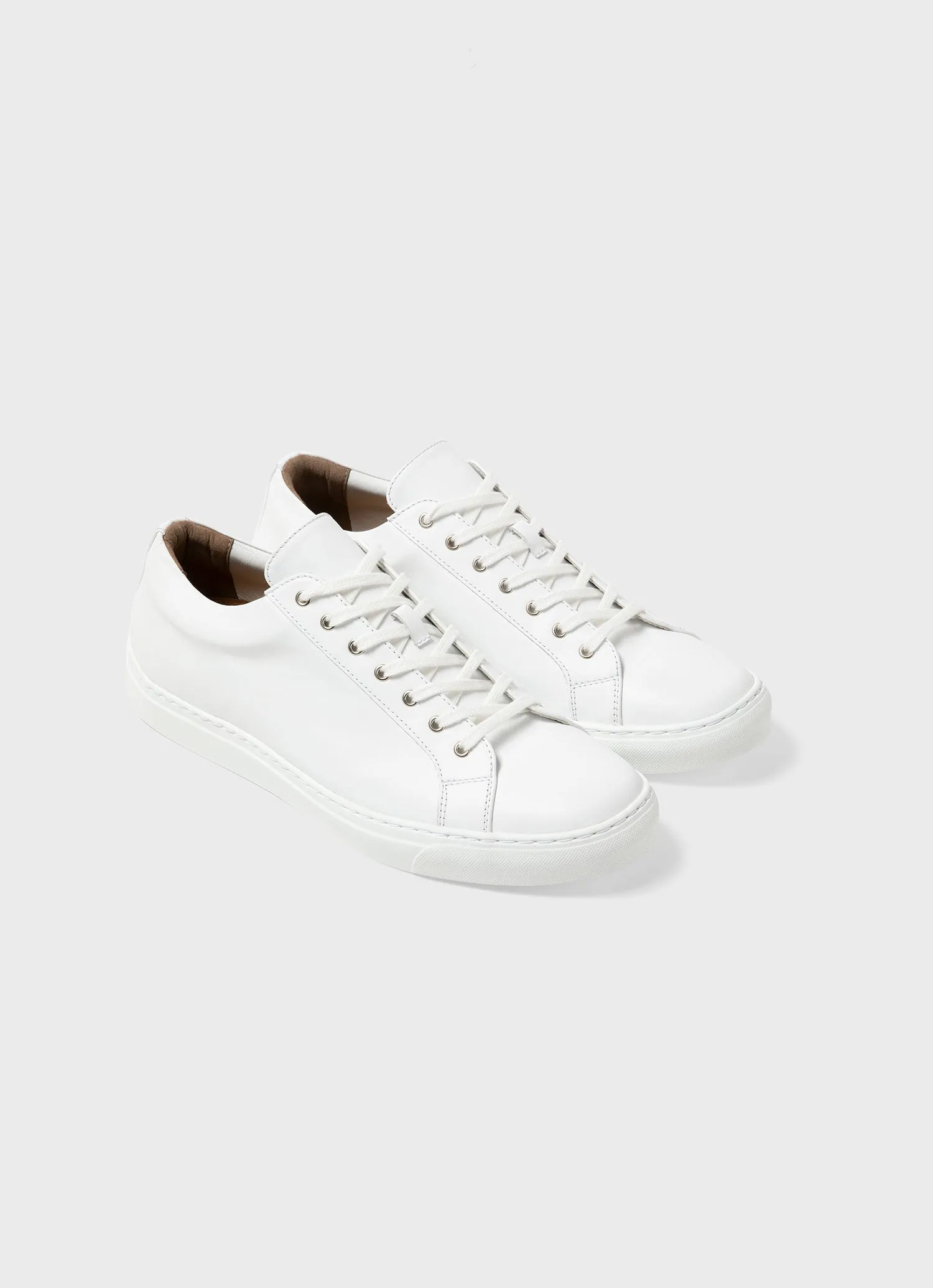 Men's White Leather Tennis Shoes