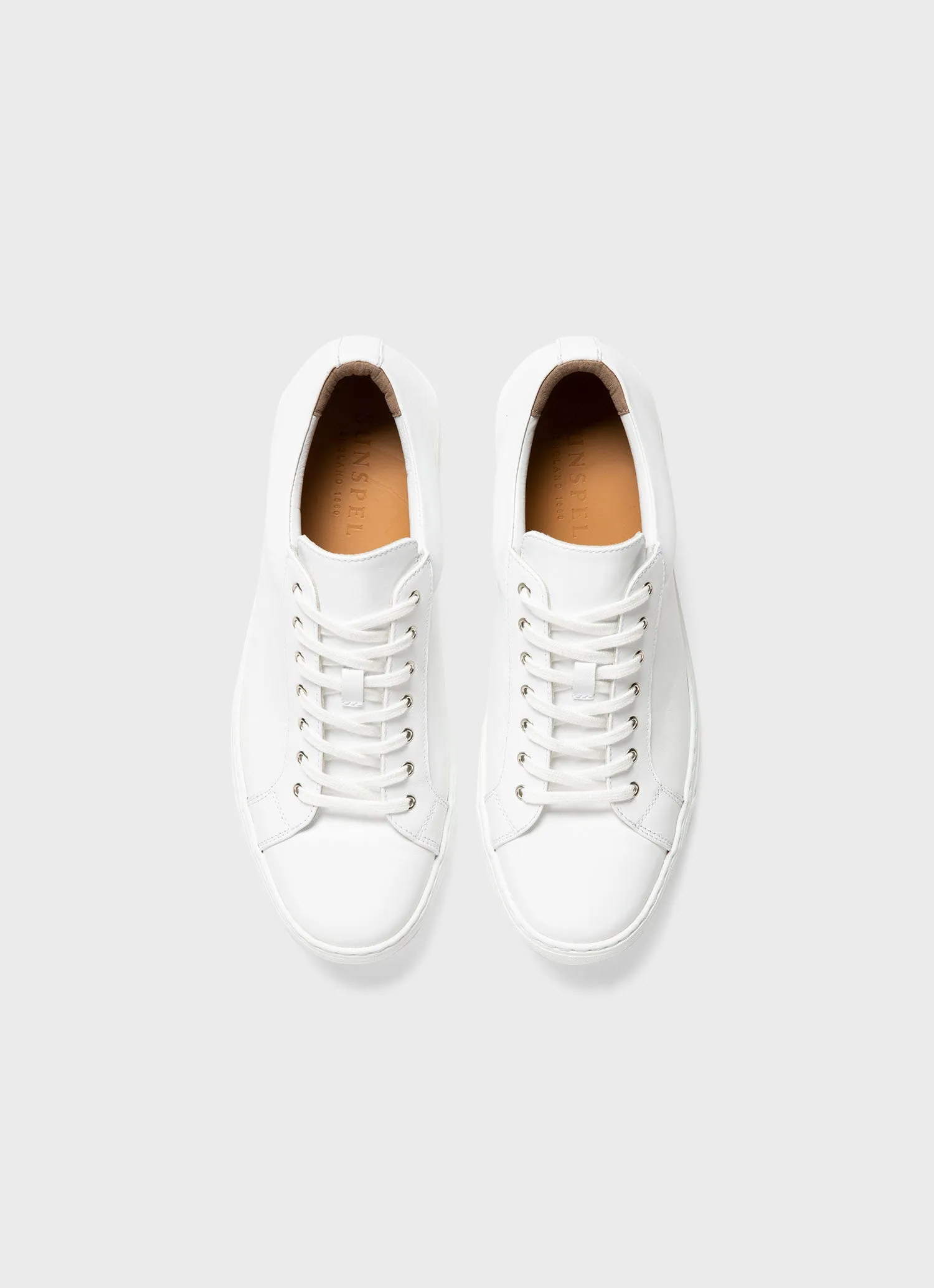 Men's White Leather Tennis Shoes