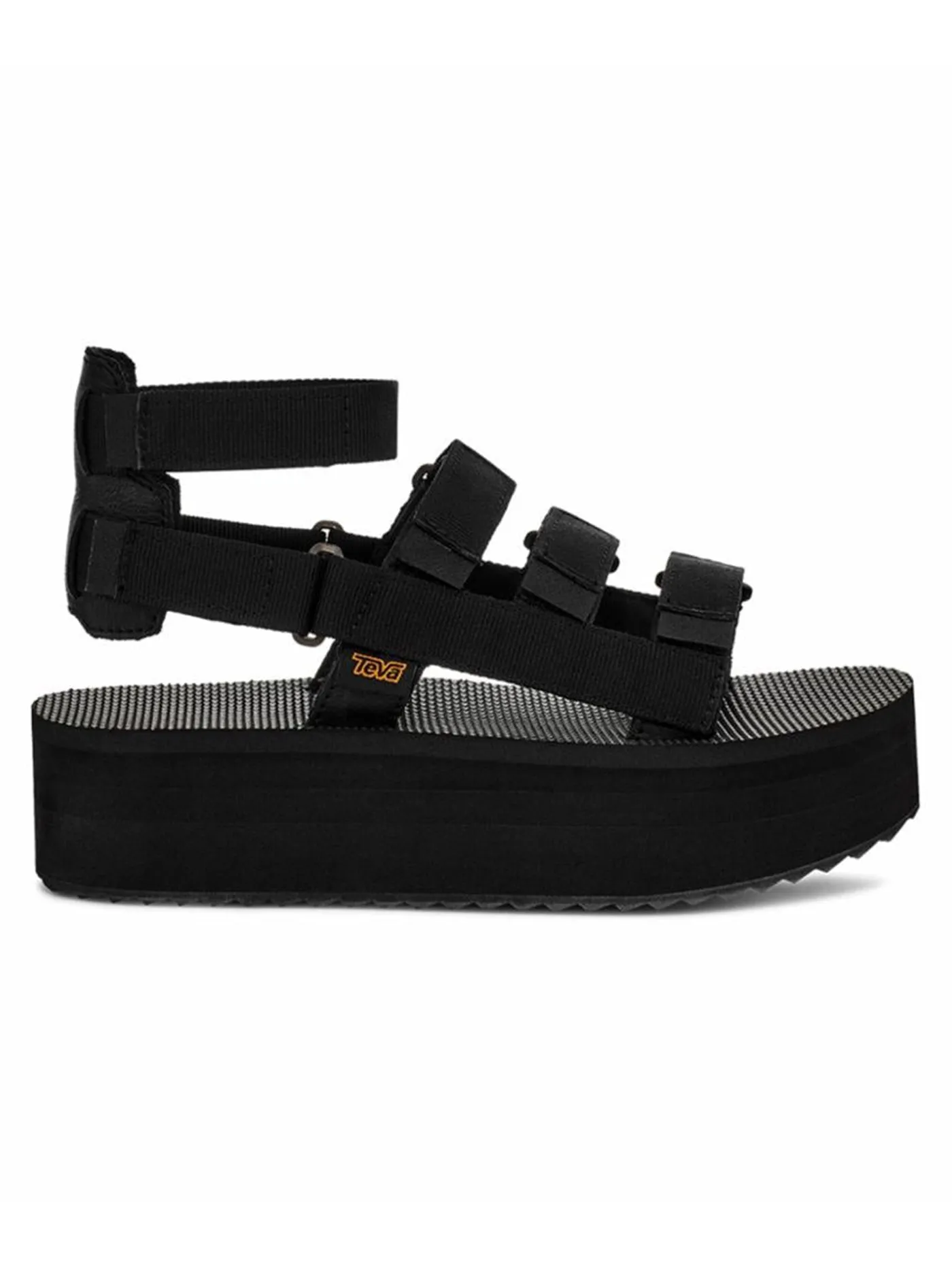 Mevia Black Sandals - Platform Style in Black Color