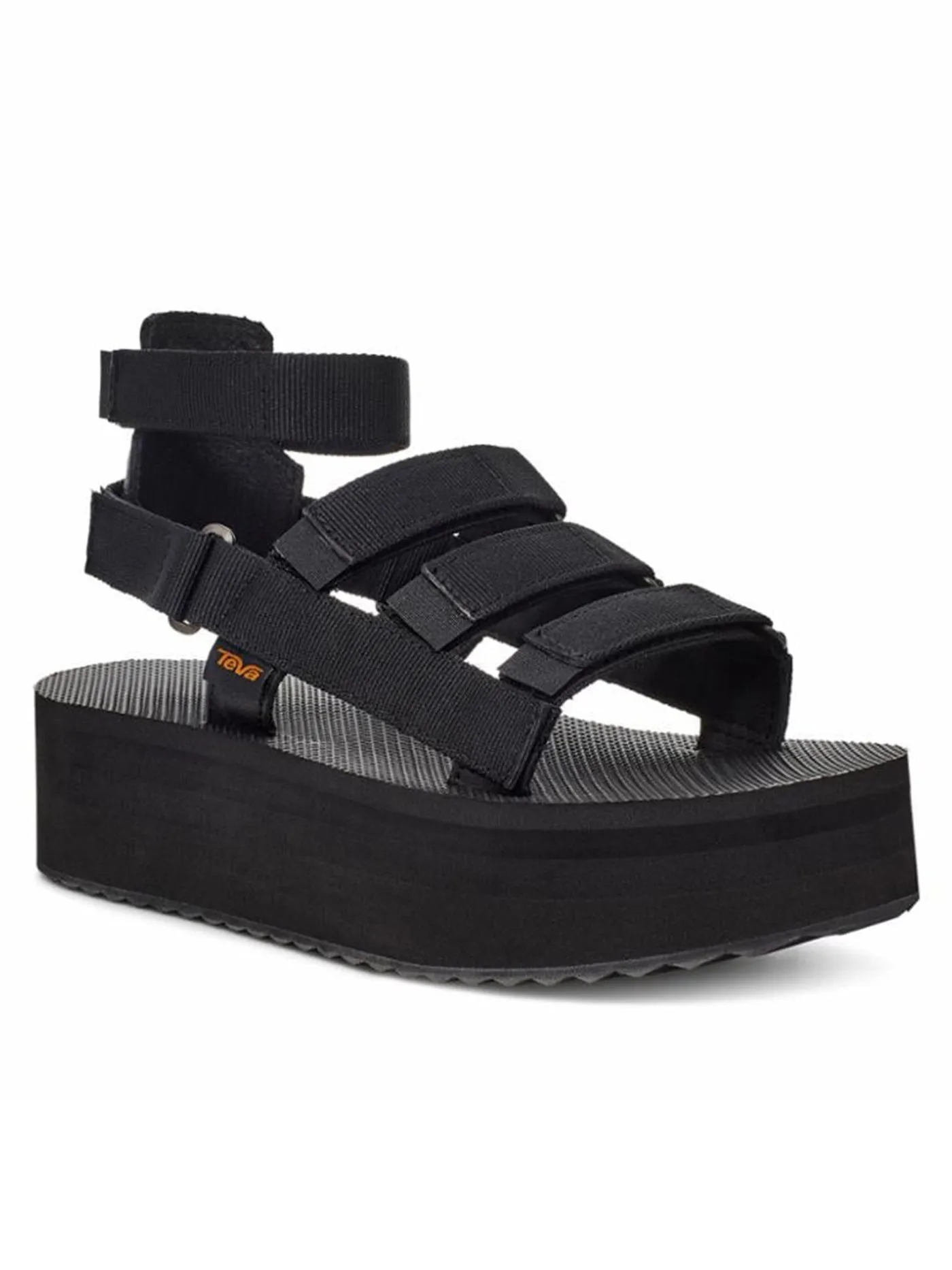 Mevia Black Sandals - Platform Style in Black Color