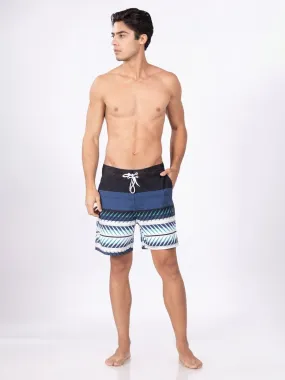 Quick Dry Black Swim Shorts for Men, Mid-Rise