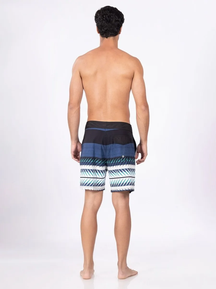 Quick Dry Black Swim Shorts for Men, Mid-Rise