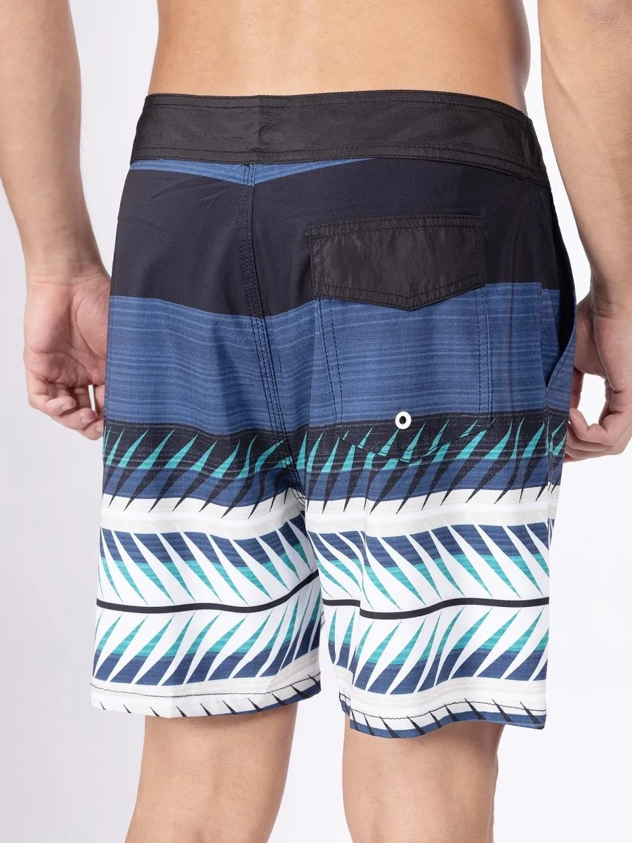 Quick Dry Black Swim Shorts for Men, Mid-Rise