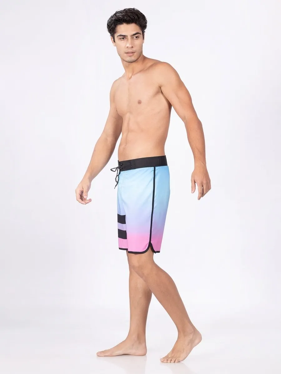 Quick Dry Pink Swim Shorts for Men, Mid-Rise