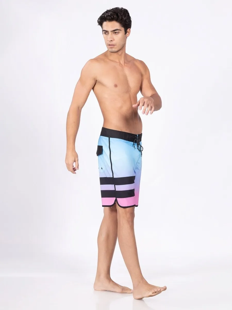 Quick Dry Pink Swim Shorts for Men, Mid-Rise