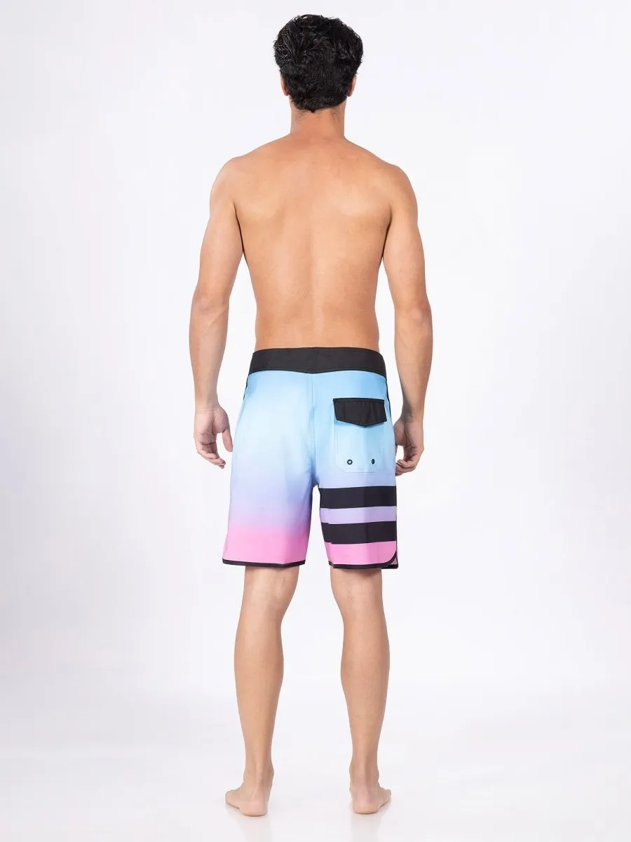 Quick Dry Pink Swim Shorts for Men, Mid-Rise