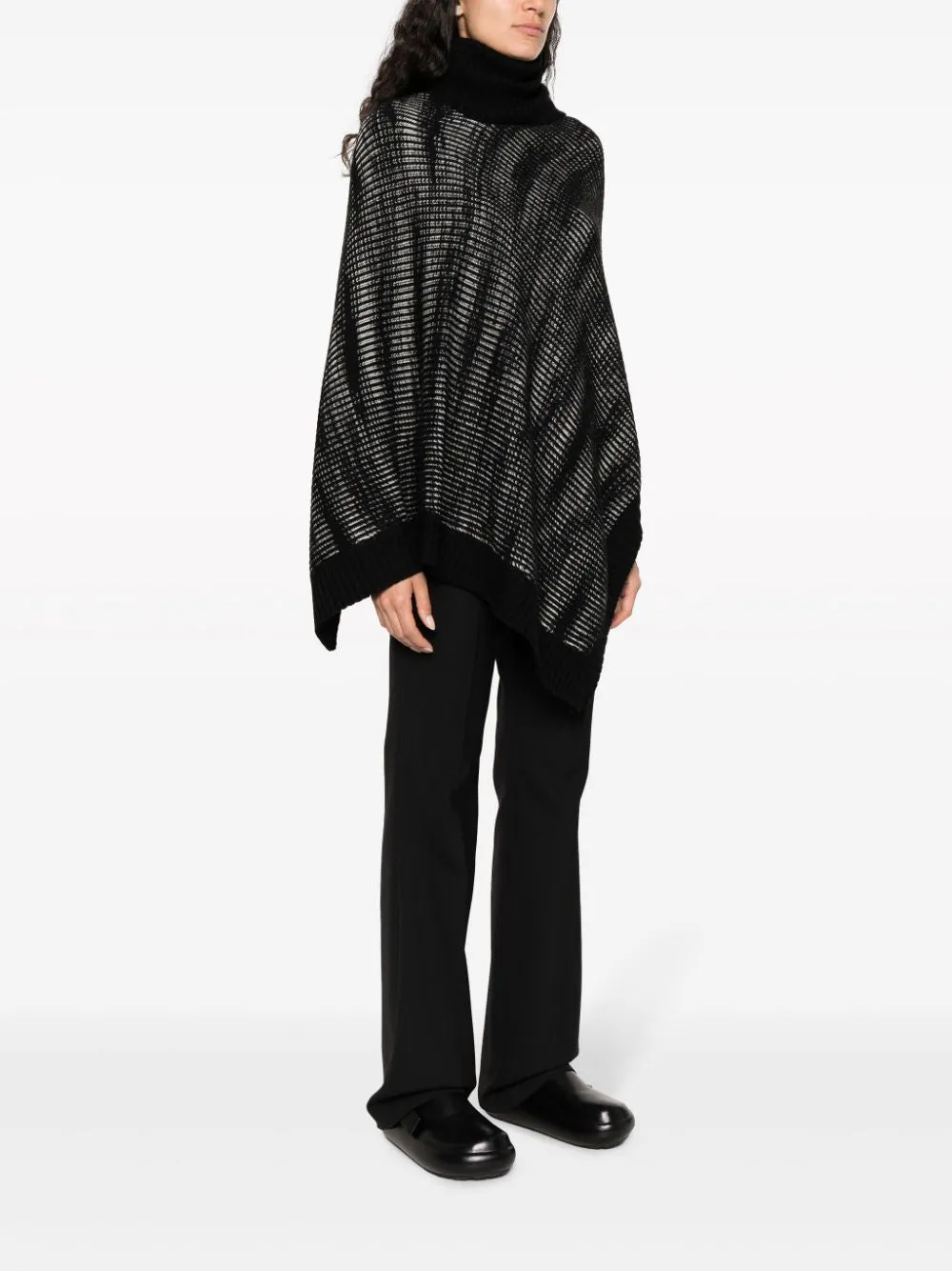 MISSONI Black Wool Roll-Neck Cape Women