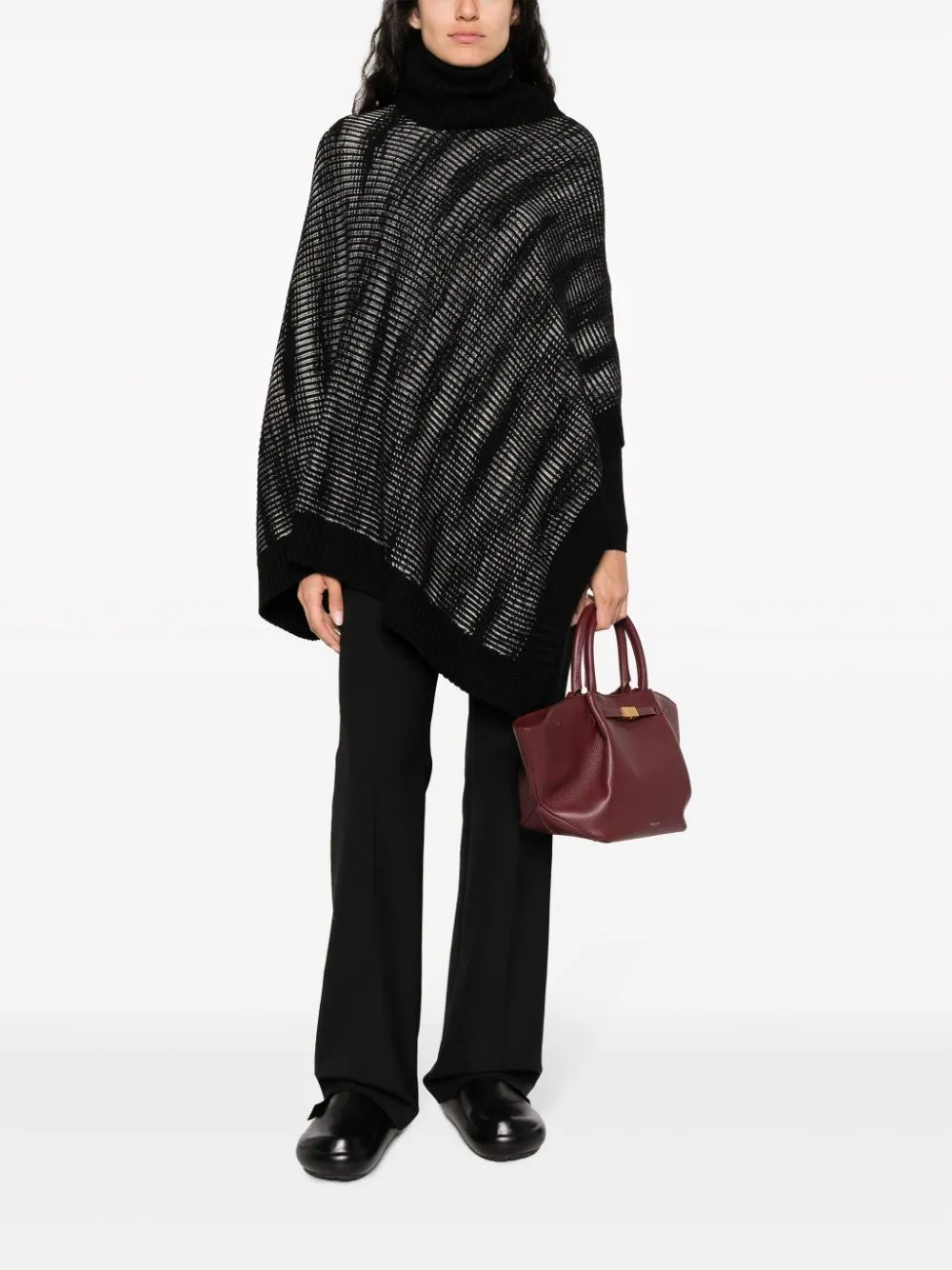 MISSONI Black Wool Roll-Neck Cape Women