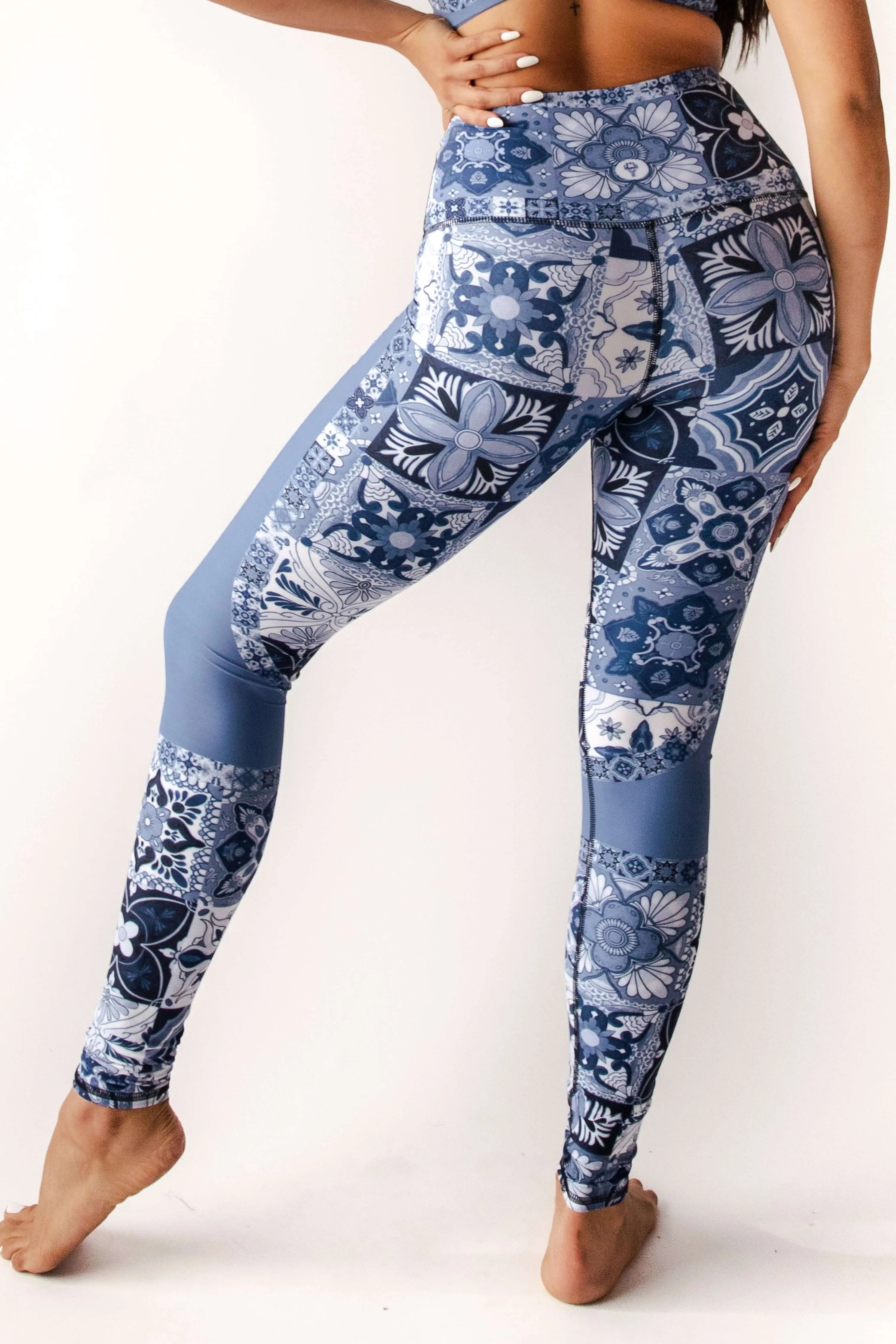 Blue Mosaic Printed Yoga Leggings