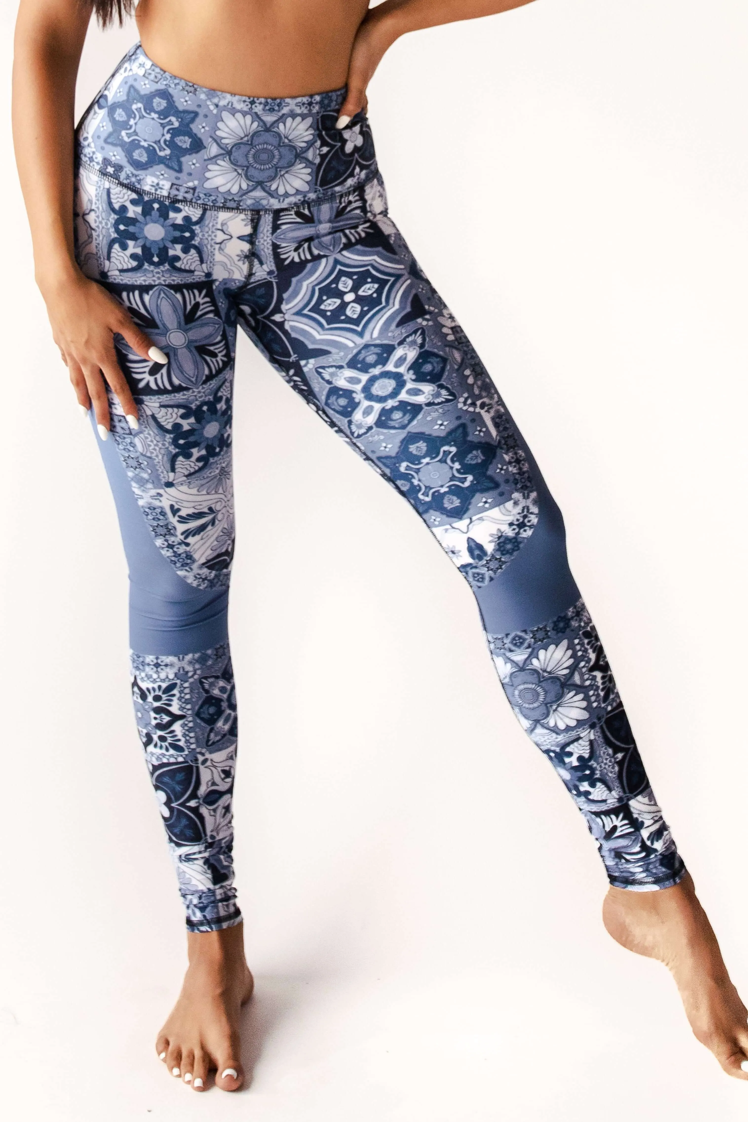 Blue Mosaic Printed Yoga Leggings