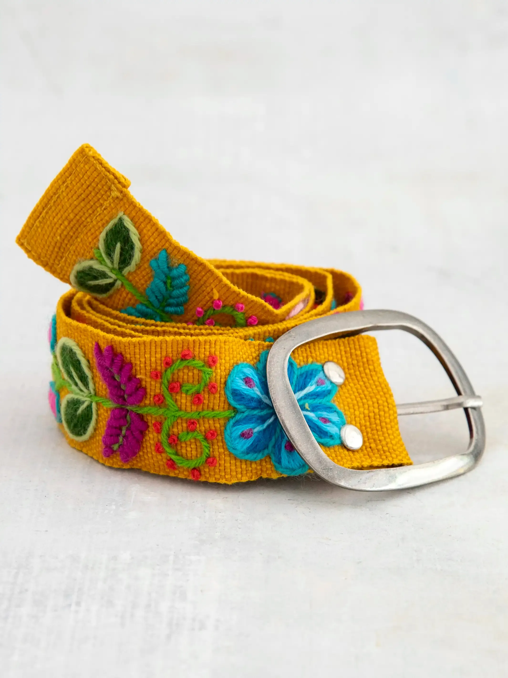 Mustard Hand Embroidered Belt