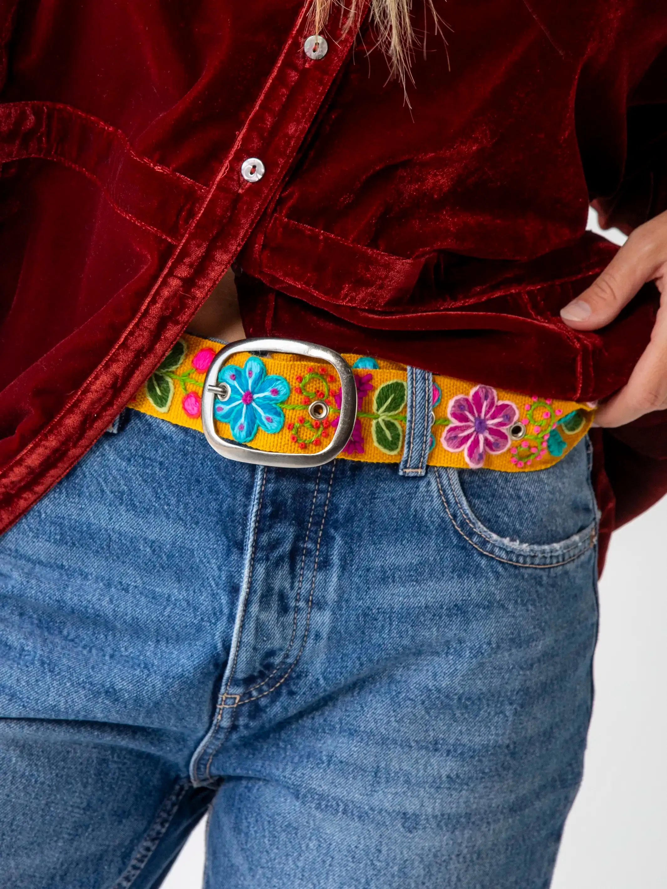 Mustard Hand Embroidered Belt