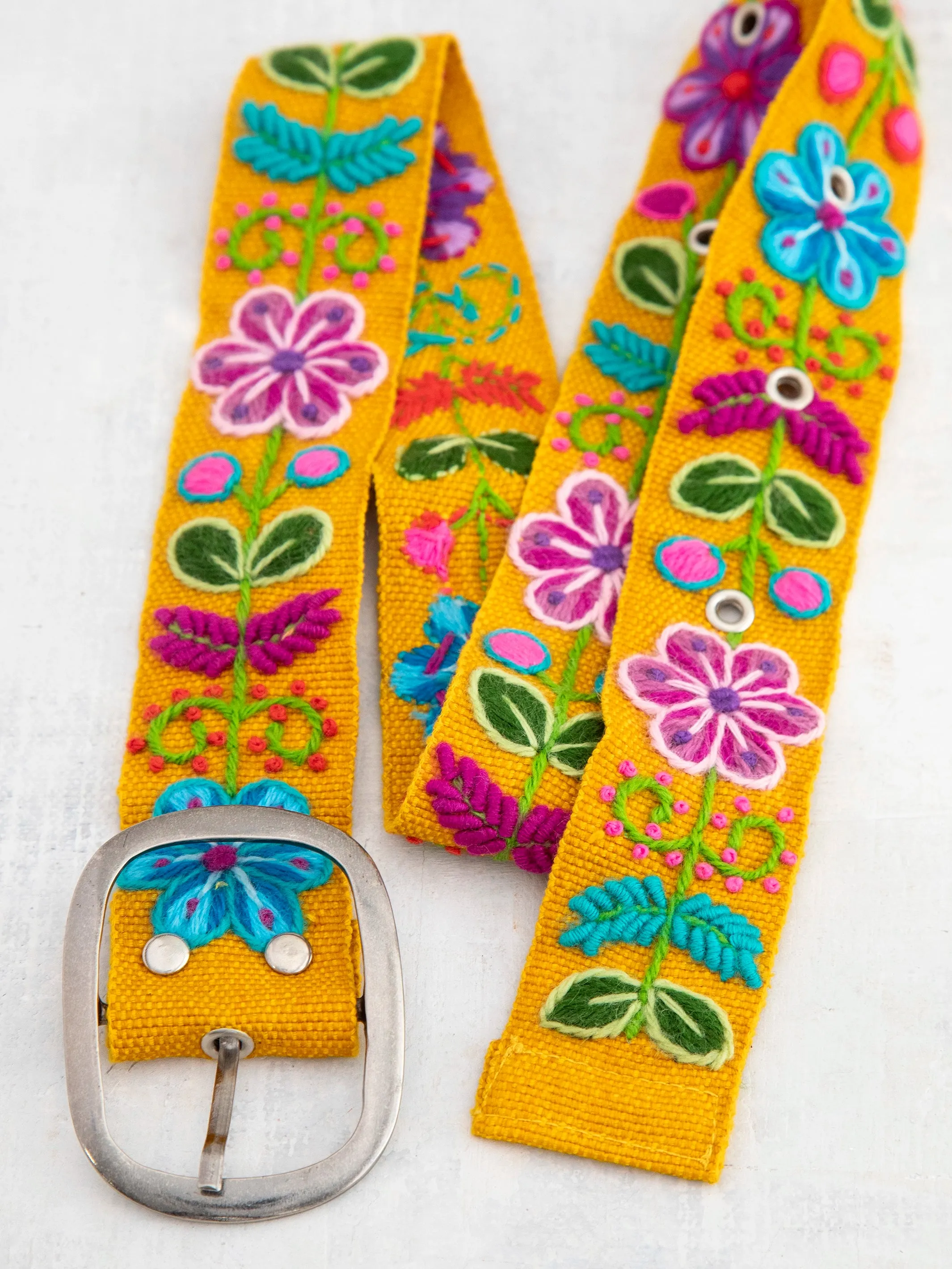 Mustard Hand Embroidered Belt