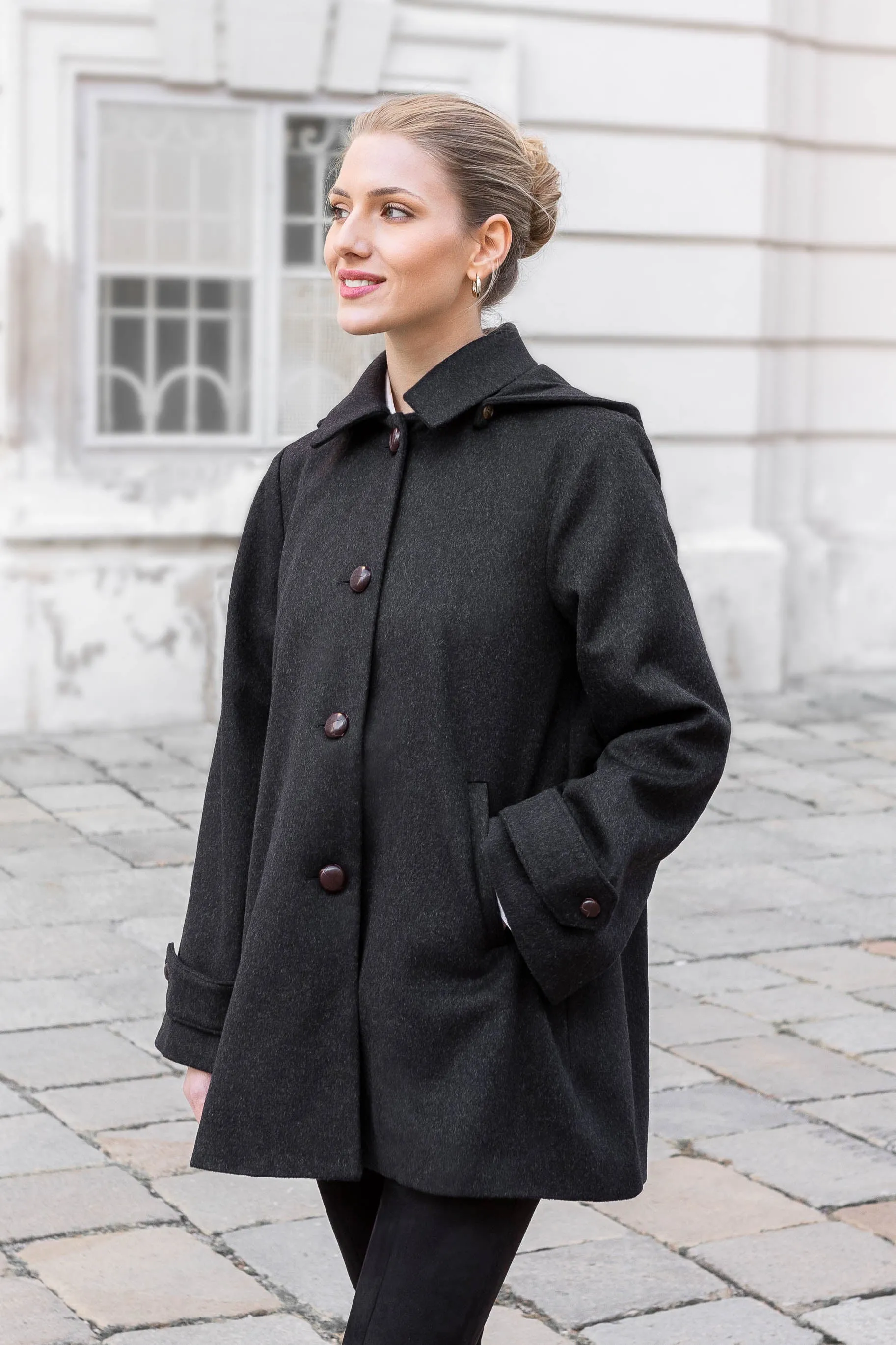 Nadya Navy Blue Loden Coat