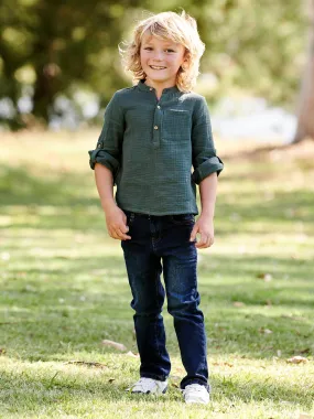 NARROW Hip, MorphologiK Straight Leg Waterless Jeans, for Boys - denim blue